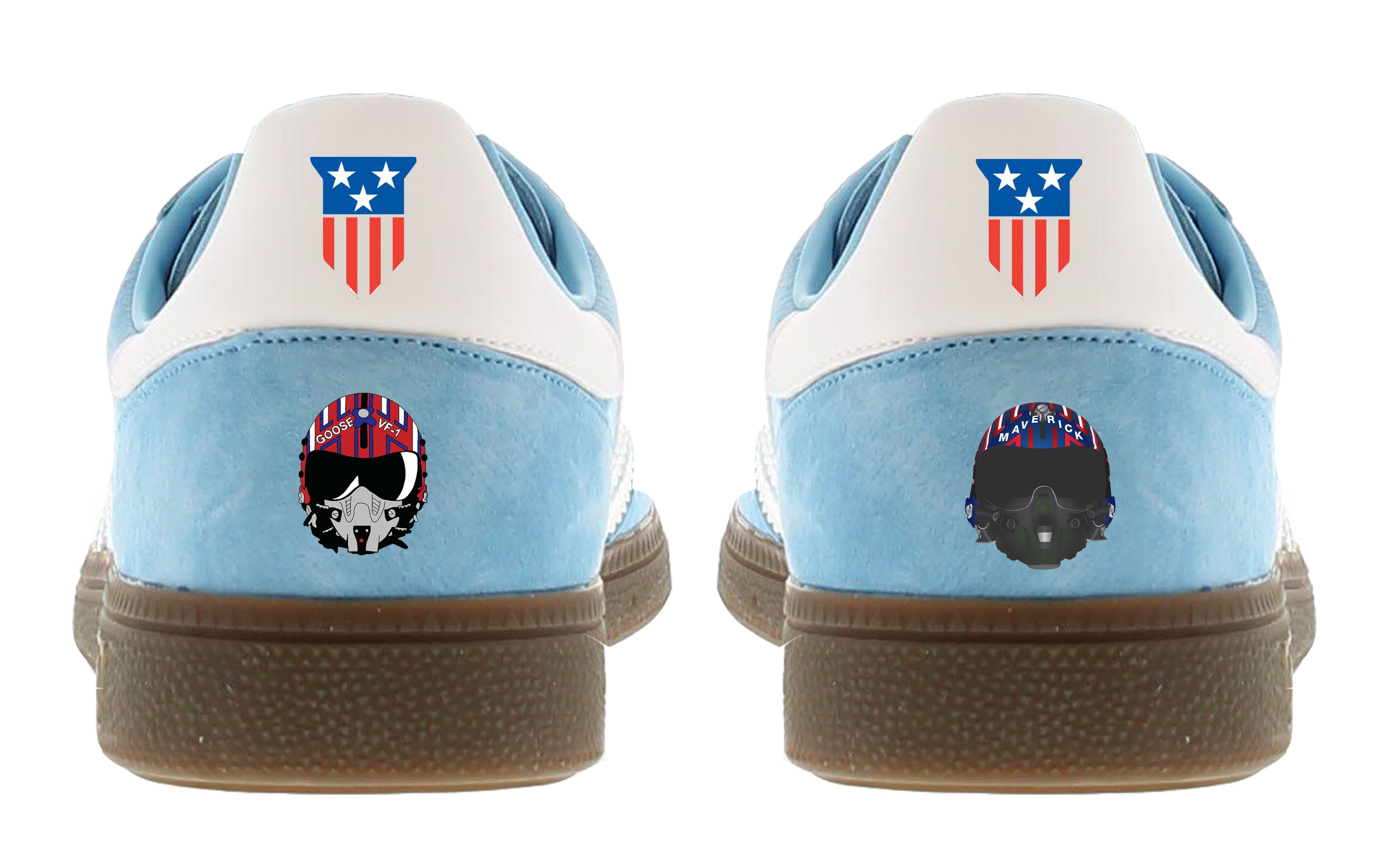 Limited edition Top Gun movie inspired Sky blue / White Adidas custom Handball Spezial trainers / sneakers