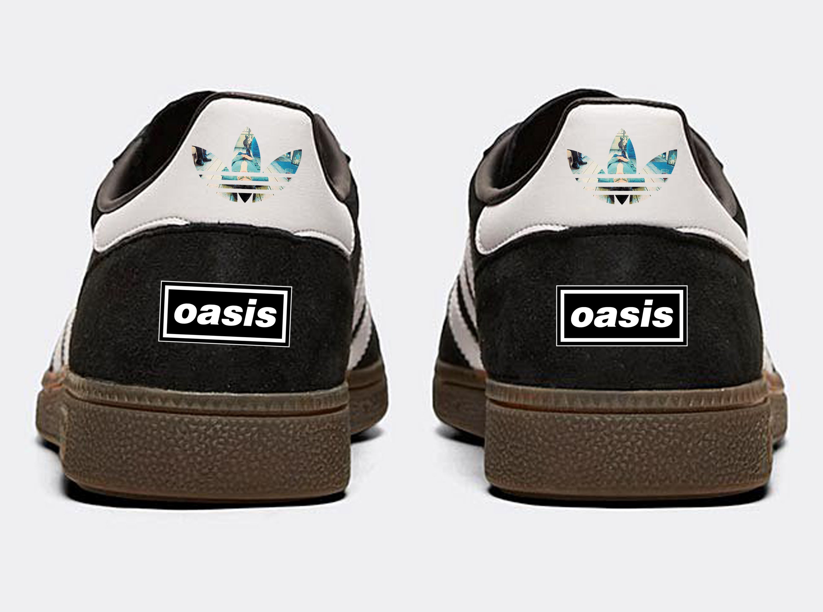 Limited edition Oasis Definitely maybe inspired Black Adidas custom Spezial trainers / sneakers