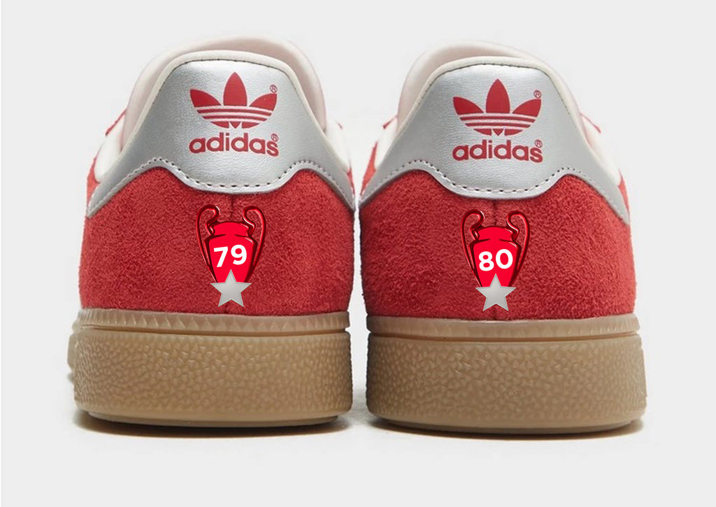 Limited edition Nottingham Forest European cup winners 79 and 80 Custom Adidas Munchen red custom trainers / sneakers
