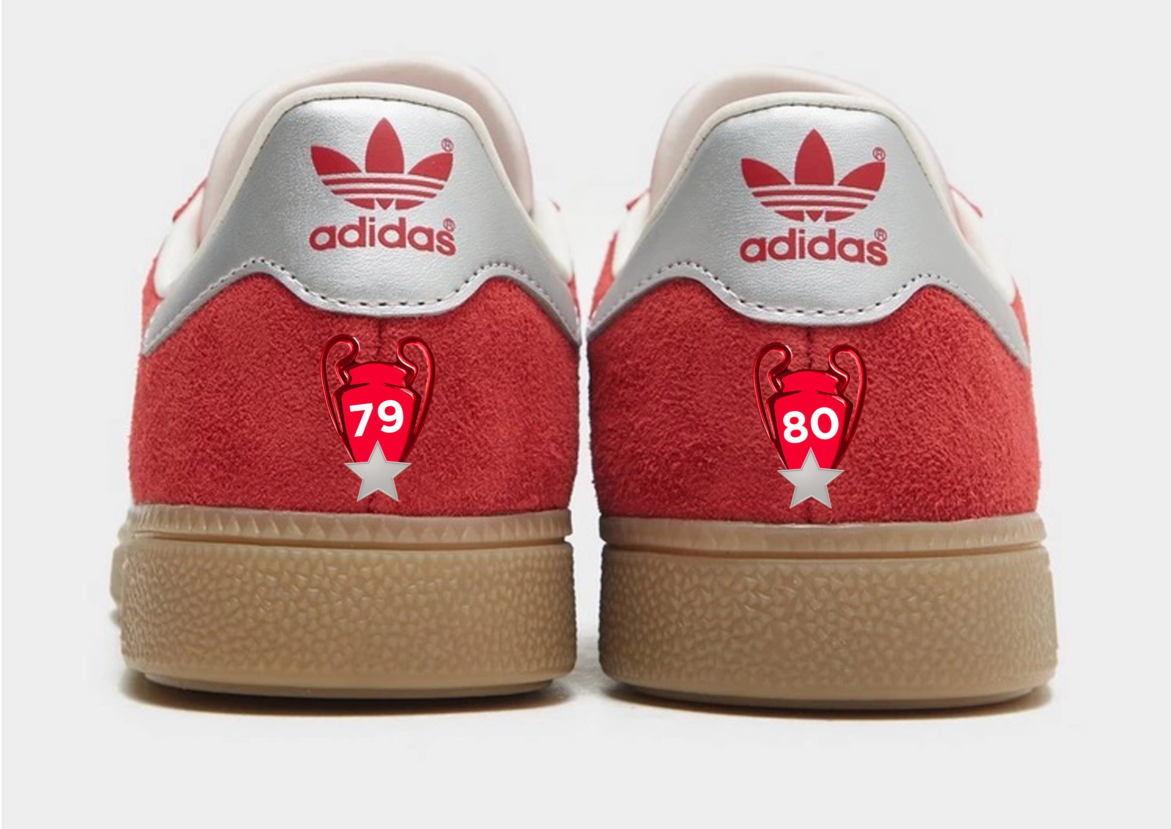 Limited edition Nottingham Forest European cup winners 79 and 80 Custom Adidas Munchen red custom trainers / sneakers