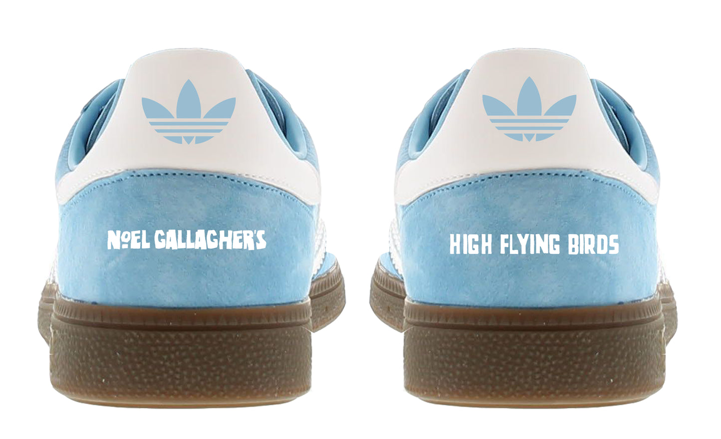 Limited edition Noel Gallagher Council Skies Adidas custom Blue / white Handball Spezial trainers / sneakers