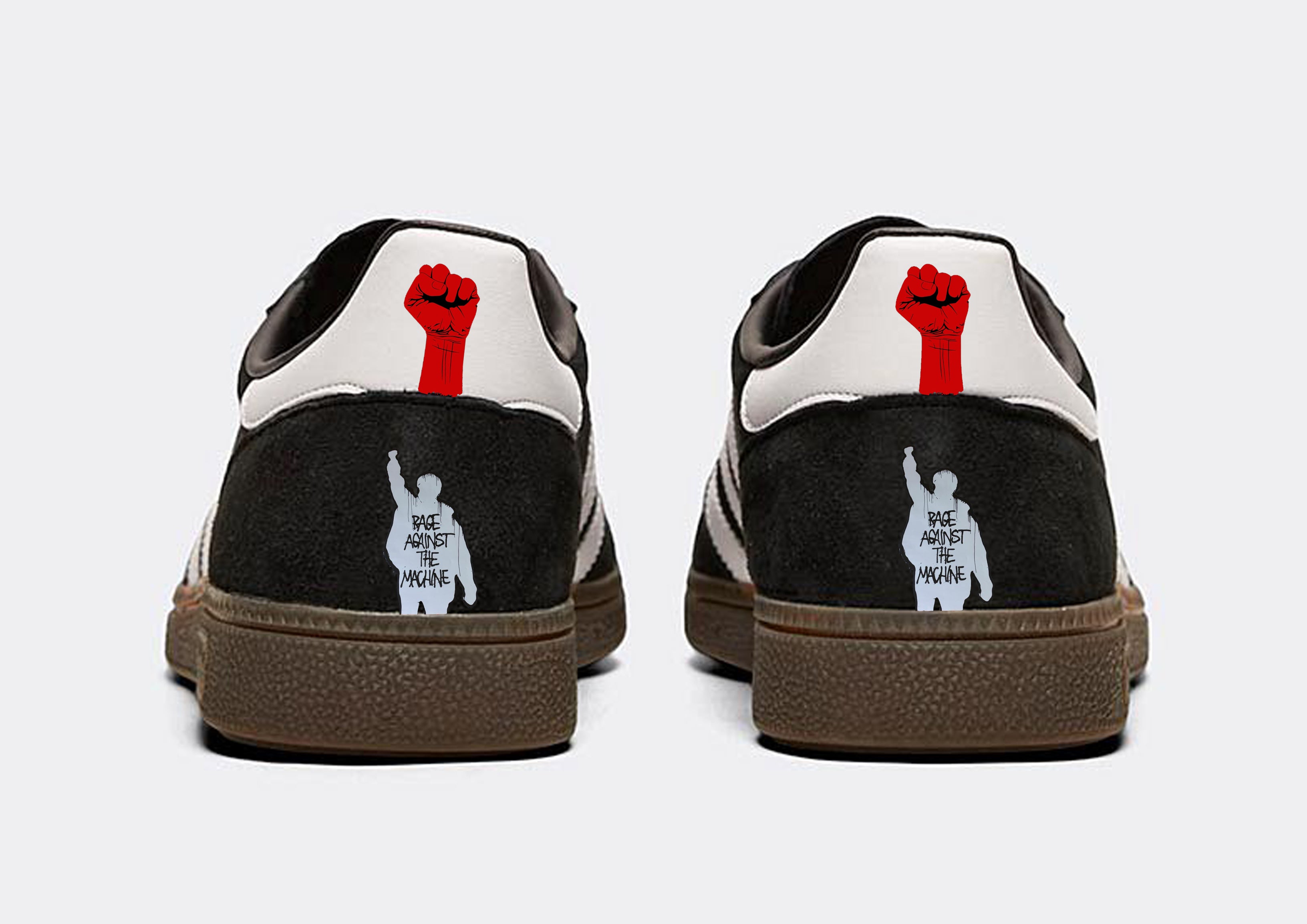 Limited edition Rage Against The Machine - Adidas custom Black Handball Spezial trainers / sneakers
