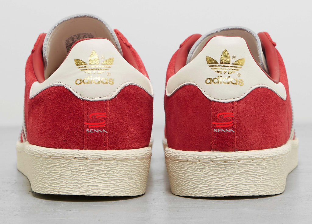 Limited edition F1 Ayrton Senna Red / White Adidas custom Jabaar trainers / sneakers