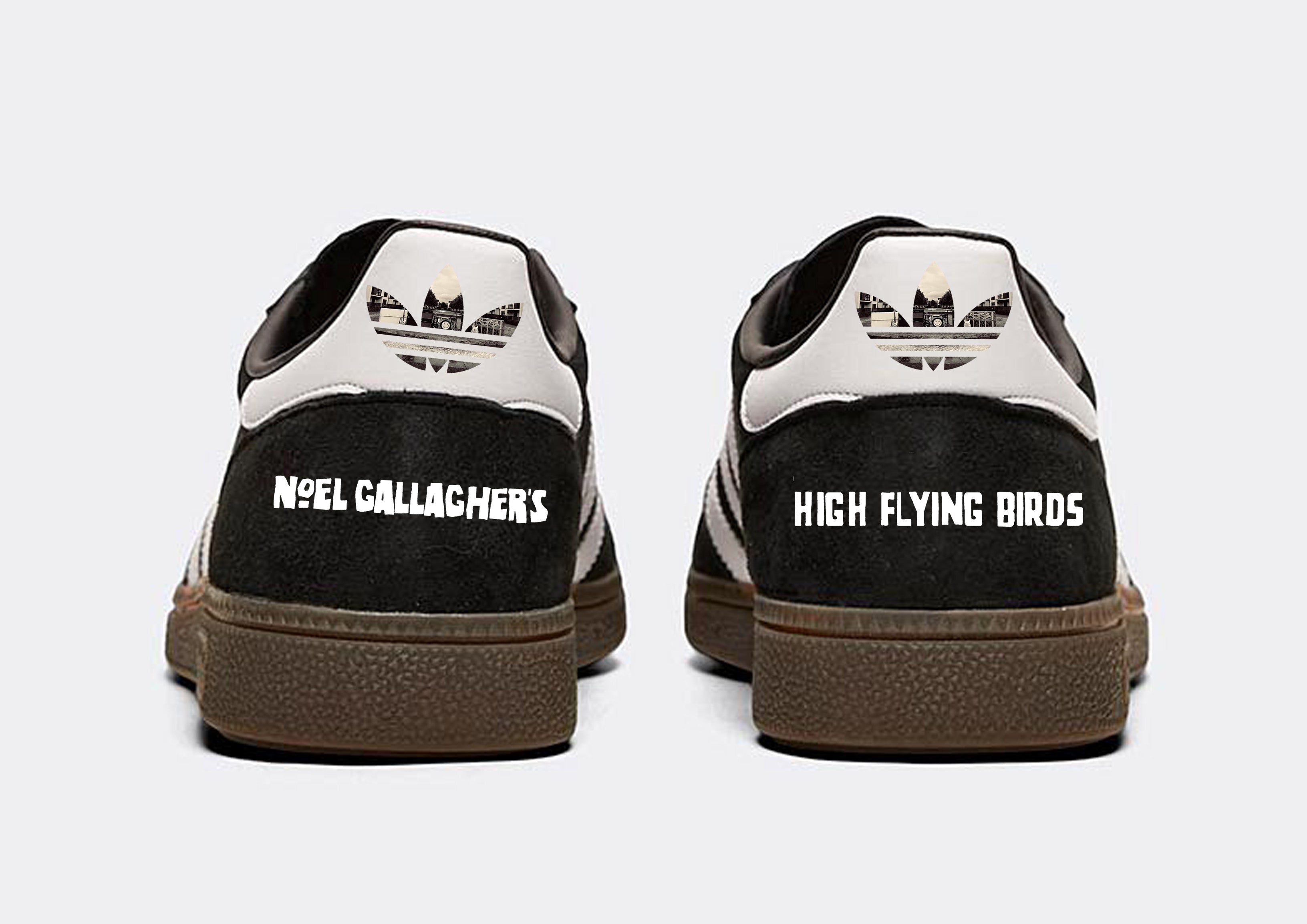 Limited edition Noel Gallagher Council Skies Adidas custom Black / white Handball Spezial trainers / sneakers