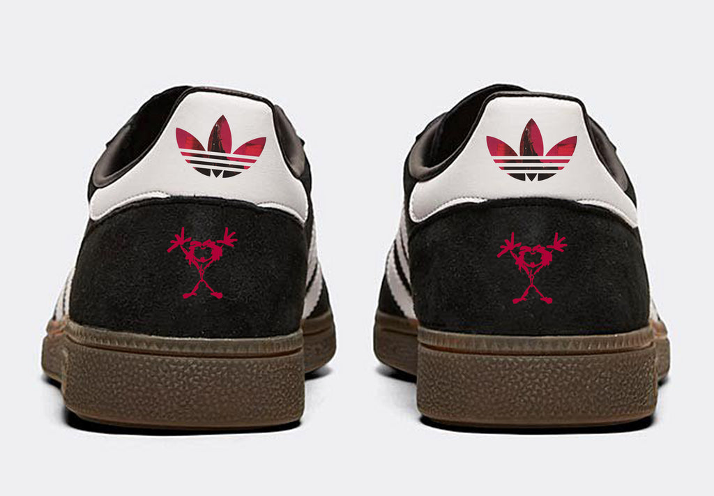 Limited edition Pearl Jam TEN inspired black / white  Adidas custom Handball Spezial trainers / sneakers