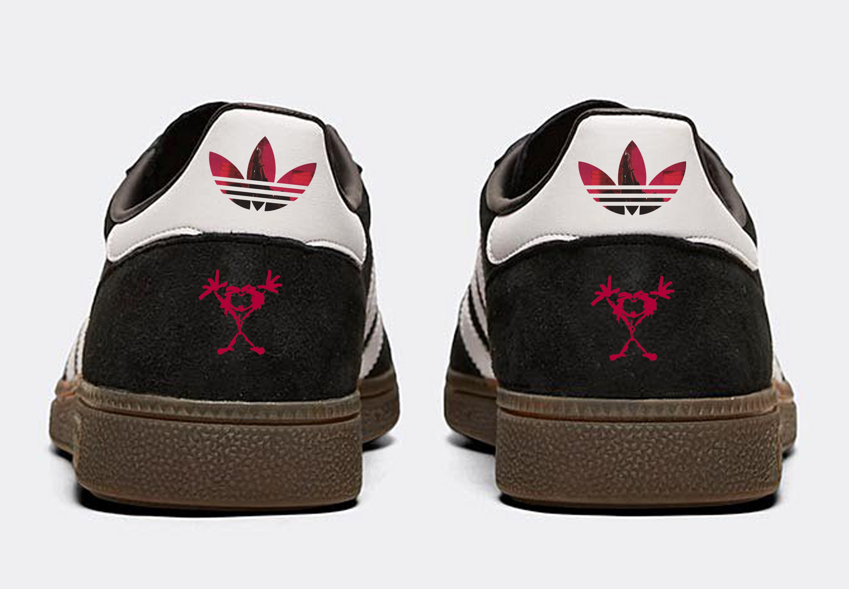 Limited edition Pearl Jam TEN inspired black / white  Adidas custom Handball Spezial trainers / sneakers