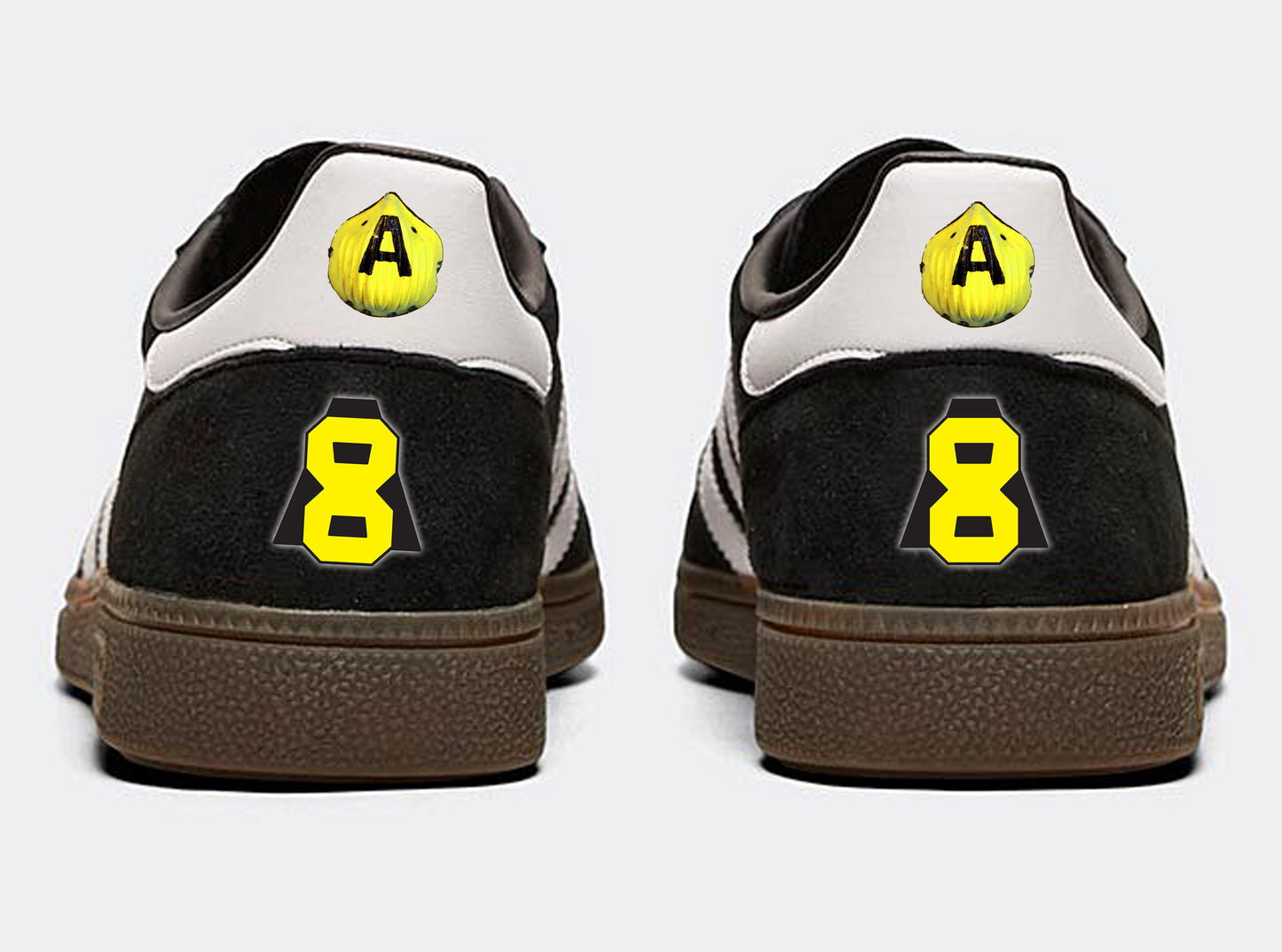 Limited edition Altern 8 Black / white / yellow Adidas custom Handball Spezial trainers / sneakers