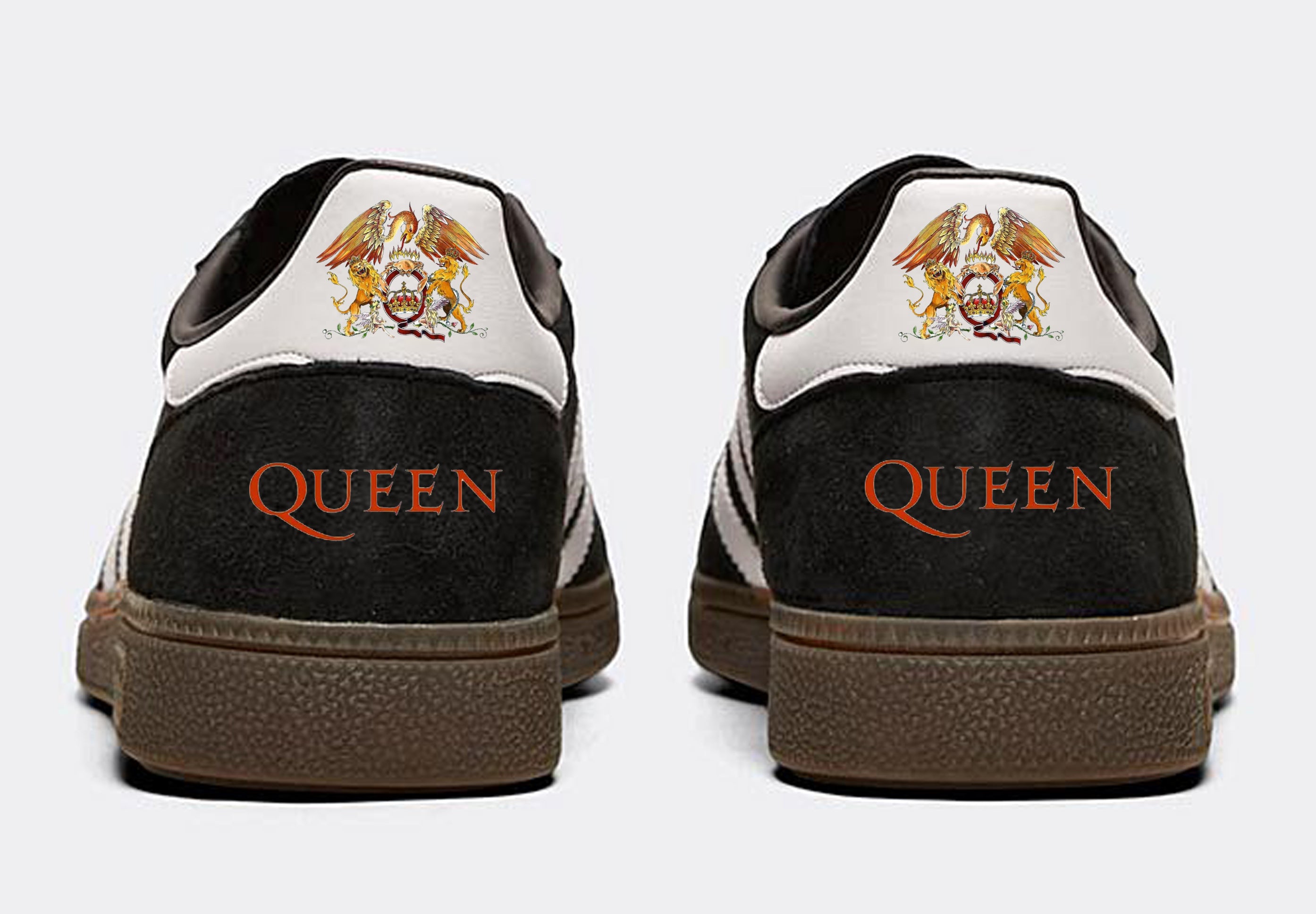Limited edition Queen - Freddy Mercury / Brian May black / white Adidas custom Handball Spezial trainers / sneakers