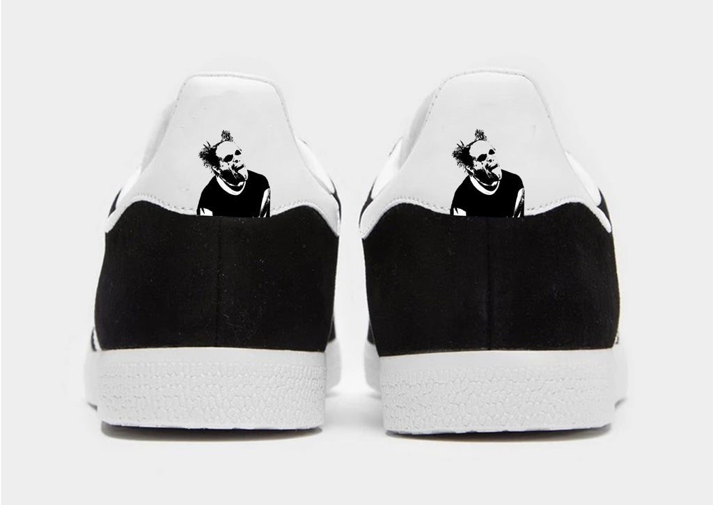 Limited edition The Prodigy / Keith Flint inspired Black  Adidas custom Gazelle trainers / sneakers