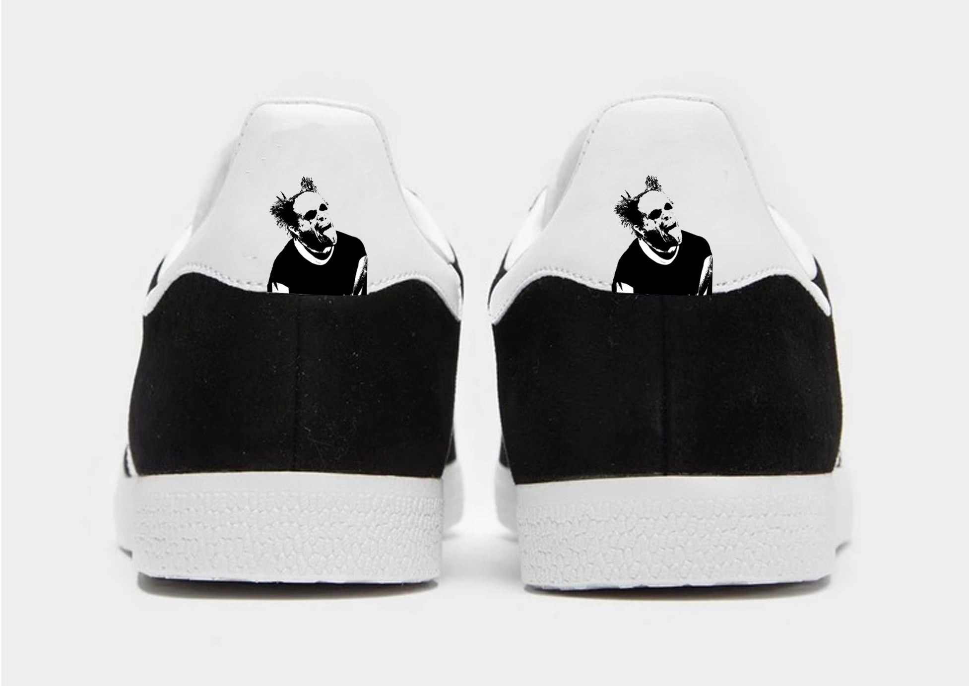 Limited edition The Prodigy / Keith Flint inspired Black  Adidas custom Gazelle trainers / sneakers