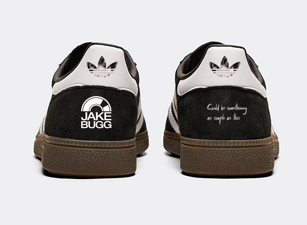Limited edition Jake Bugg inspired black / white  Adidas custom Handball Spezial trainers / sneakers