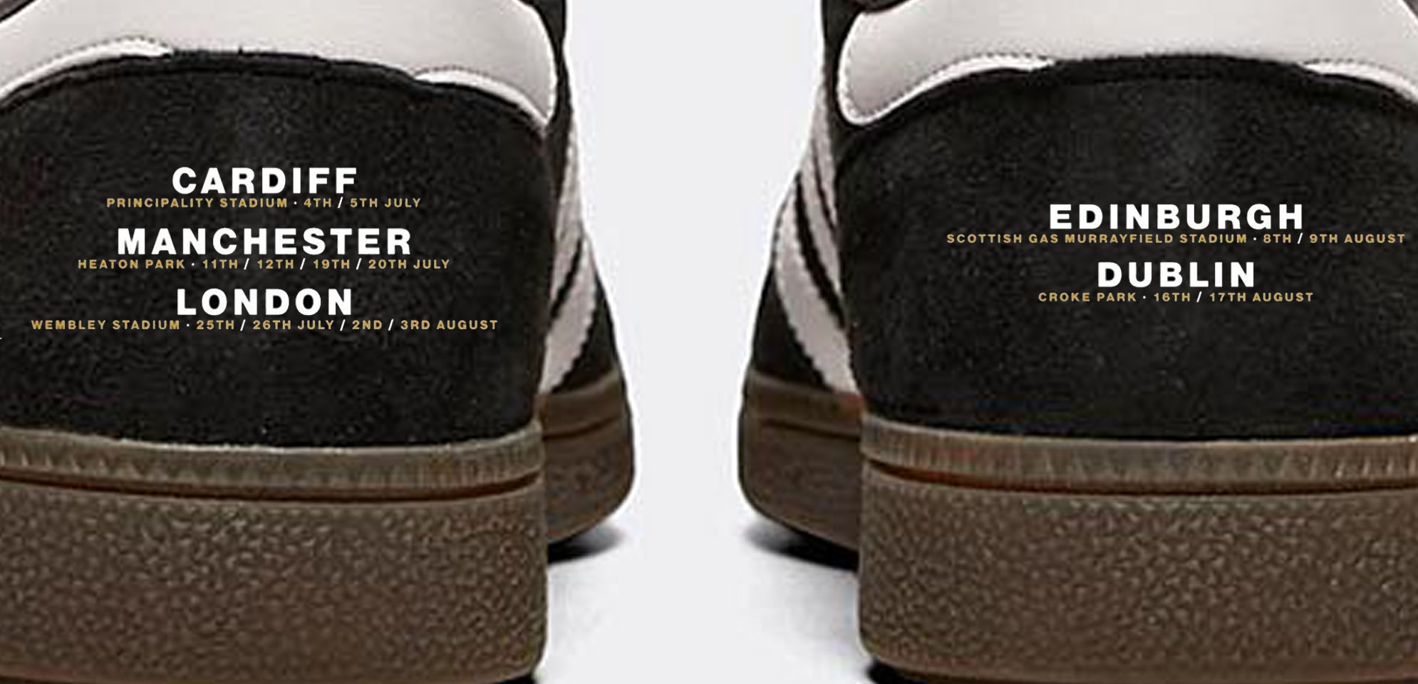 Limited edition Oasis Live 25 Reunion tour Adidas custom Black / white Handball Spezial trainers / sneakers