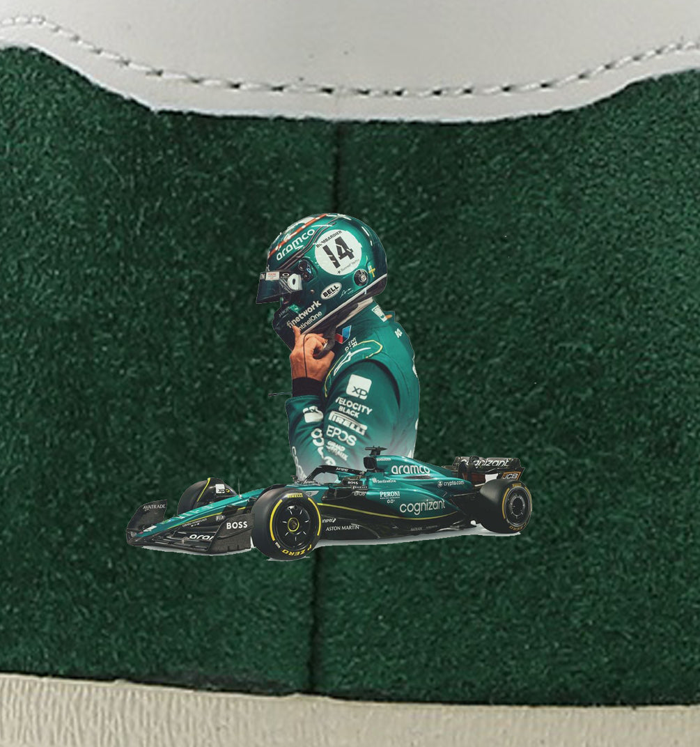 Limited edition F1 Fernando Alonso Adidas custom green Gazelle trainers / sneakers