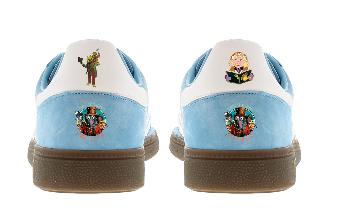 Limited edition The Muppets Christmas carol movie inspired Sky blue / White Adidas custom Handball Spezial trainers / sneakers