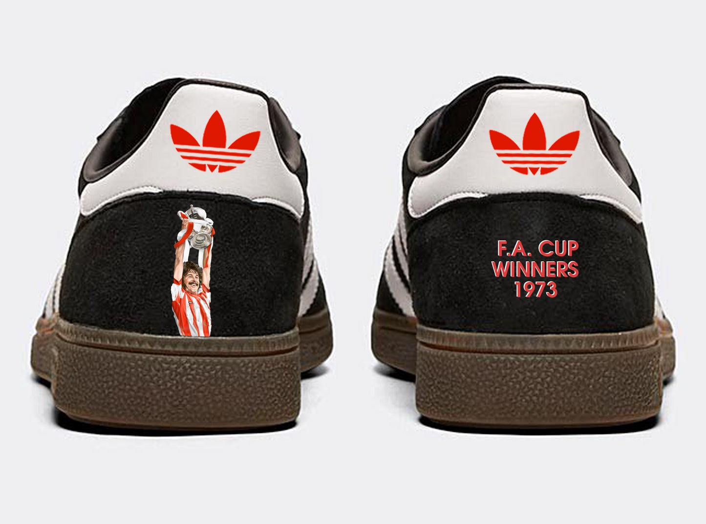 Limited edition Sunderland FA Cup winners 73 Adidas custom Black / Red Spezial trainers / sneakers