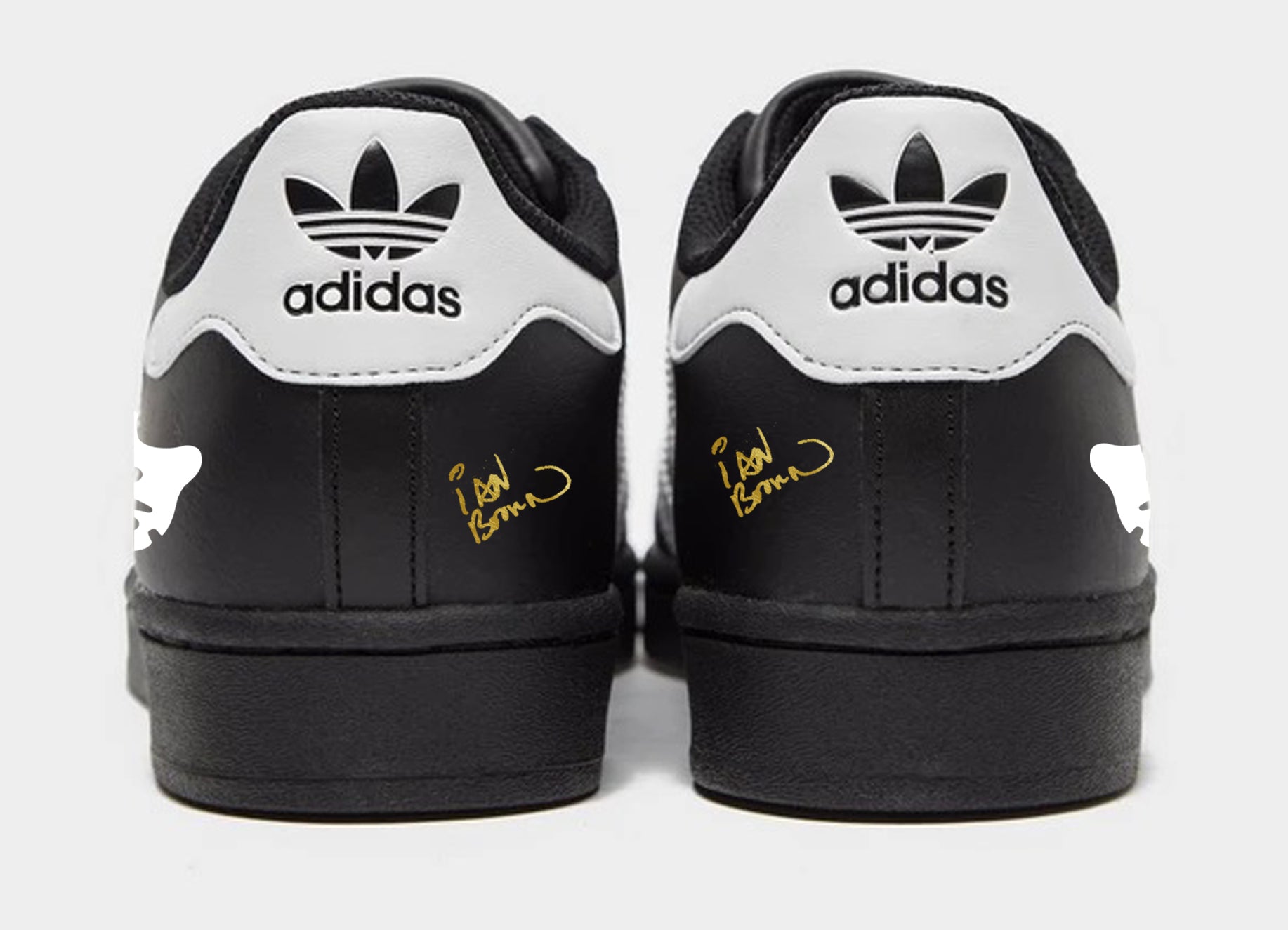 Limited edition Ian Brown Monkey black / white Adidas custom Superstar Sneakcustomtrainers.com Limited edition Ian Brown Monkey black / white Adidas custom Superstar Sneakcustomtrainers.com