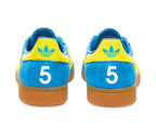 Limited edition Leeds United FC Jackie Charlton inspired blue /yellow Adidas custom Handball Spezial trainers / sneakers
