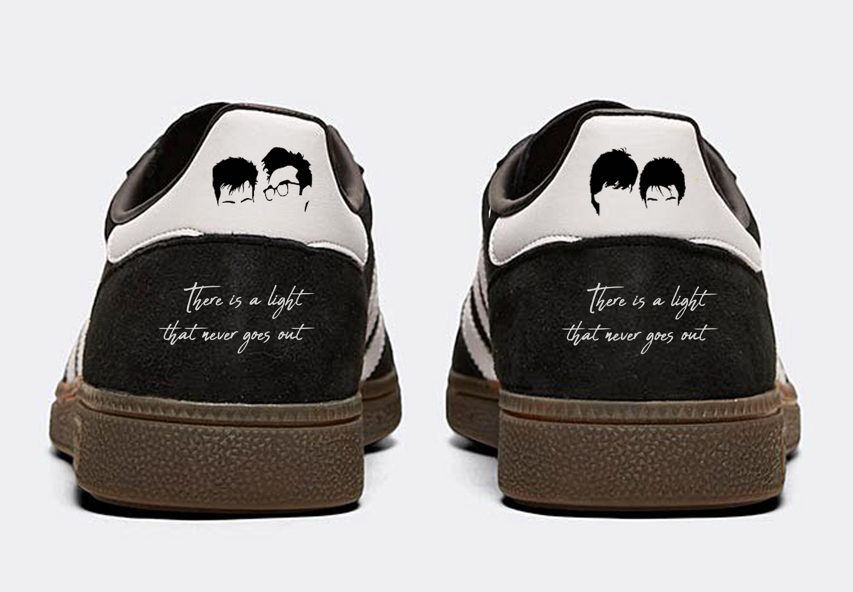 Limited edition The Smiths - There is a light that never goes out - black / white Adidas custom Handball Spezial trainers / sneakers