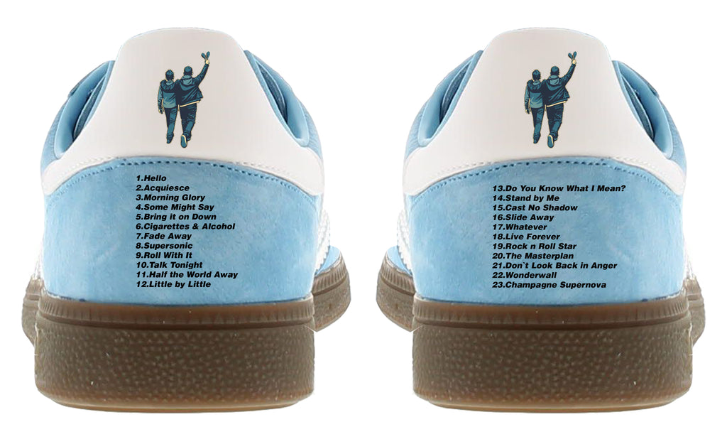 Limited edition Oasis Live 25 Wembley Adidas custom Light blue / white Handball Spezial trainers / sneakers