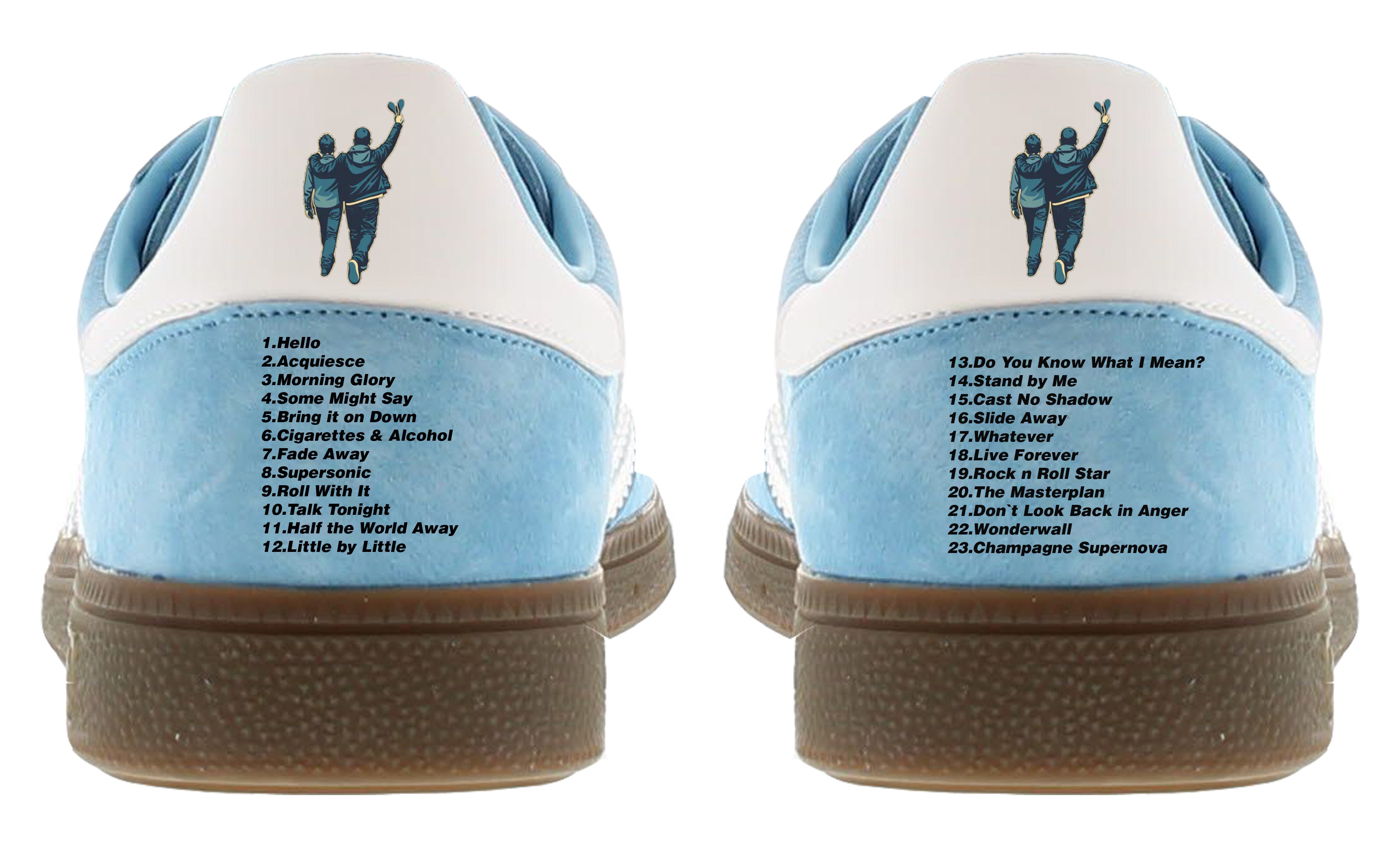 Limited edition Oasis Live 25 Wembley Adidas custom Light blue / white Handball Spezial trainers / sneakers