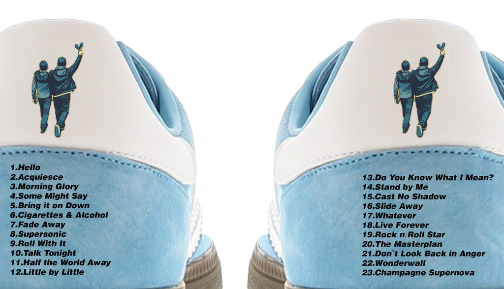 Limited edition Oasis Live 25 Wembley Adidas custom Light blue / white Handball Spezial trainers / sneakers