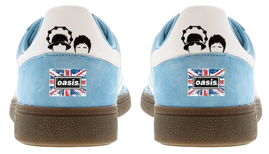 Limited edition Oasis Liam and Noel Adidas custom Light blue / white Handball Spezial trainers / sneakers