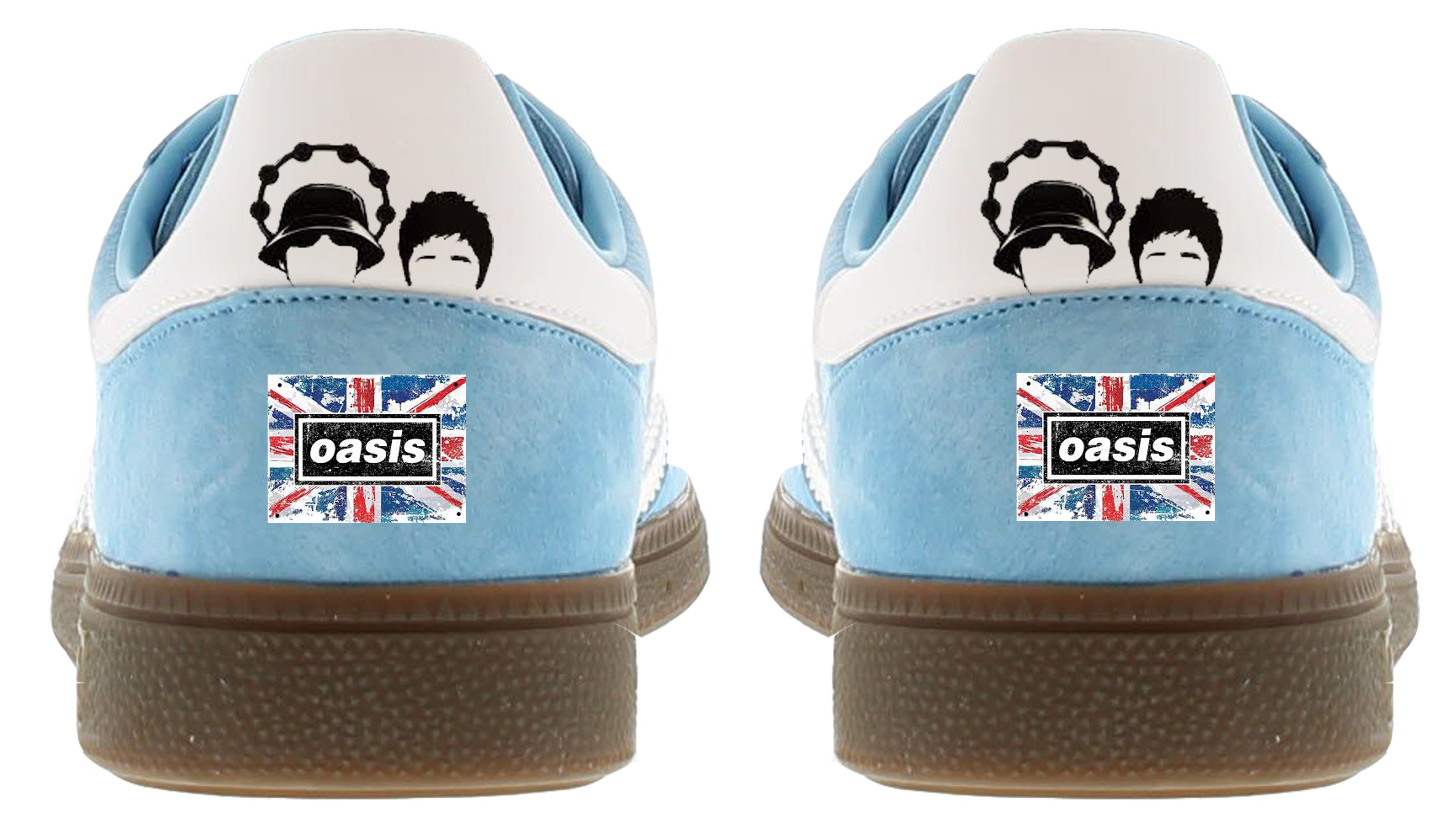 Limited edition Oasis Liam and Noel Adidas custom Light blue / white Handball Spezial trainers / sneakers