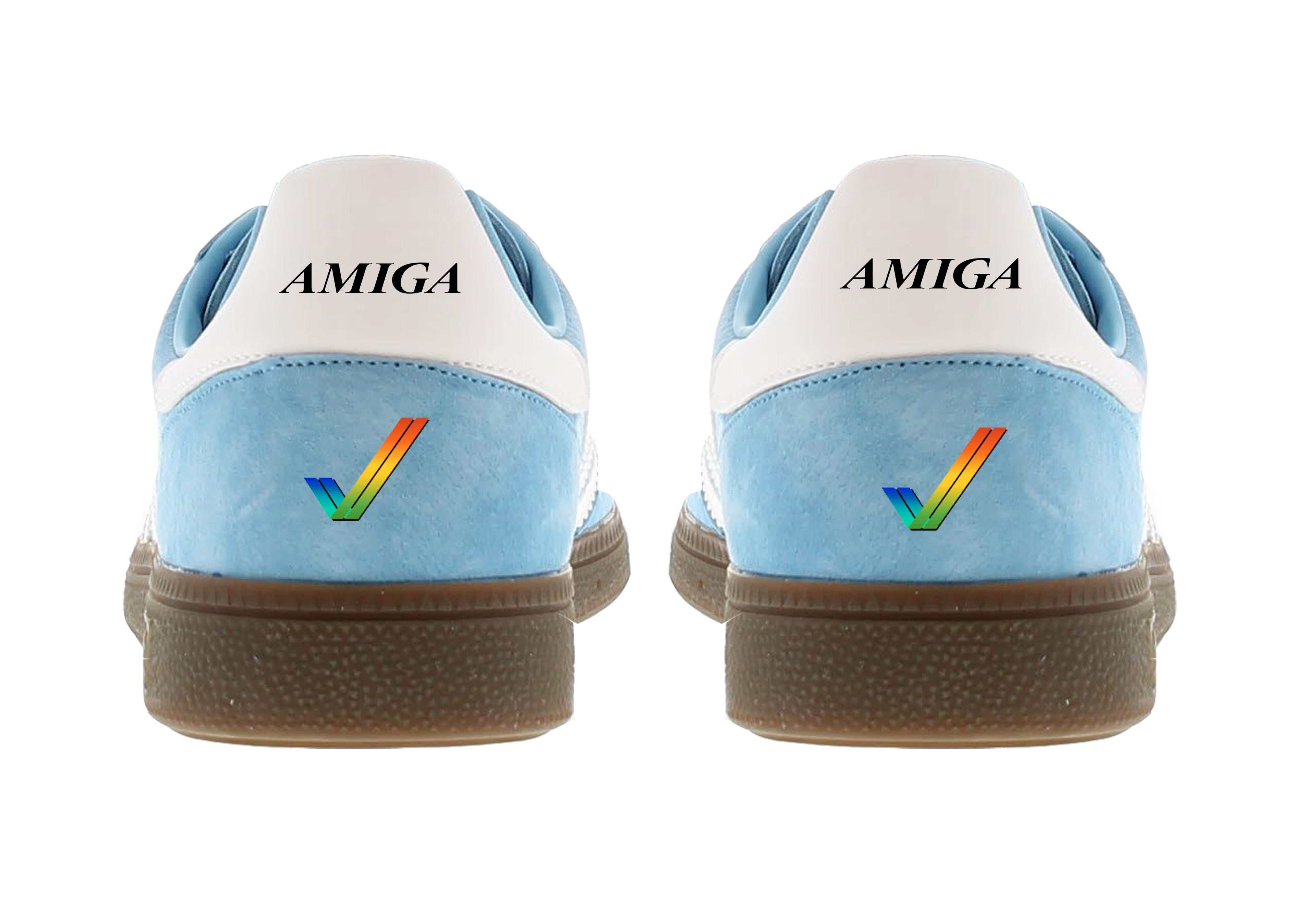 Limited edition Commodore Amiga 500 - Adidas custom light blue Handball Spezial trainers / sneakers