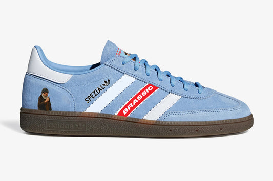 Limited edition Brassic inspired Sky blue / White Adidas custom Handball Spezial trainers / sneakers