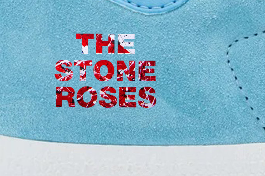 Limited edition The Stone Roses Waterfall Aqua blue Adidas custom Gazelle trainers / sneakers