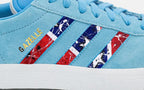 Limited edition The Stone Roses Waterfall Aqua blue Adidas custom Gazelle trainers / sneakers