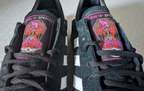 Limited edition Black Sabbath Ozzy Osbourne inspired black / purple  Adidas custom Handball Spezial trainers / sneakers