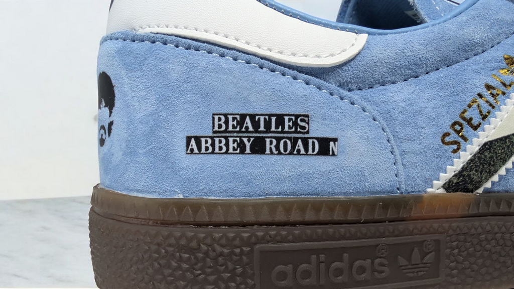 Limited edition The Beatles Abbey Road blue / white suede Adidas Handball Spezial trainers  / sneakers