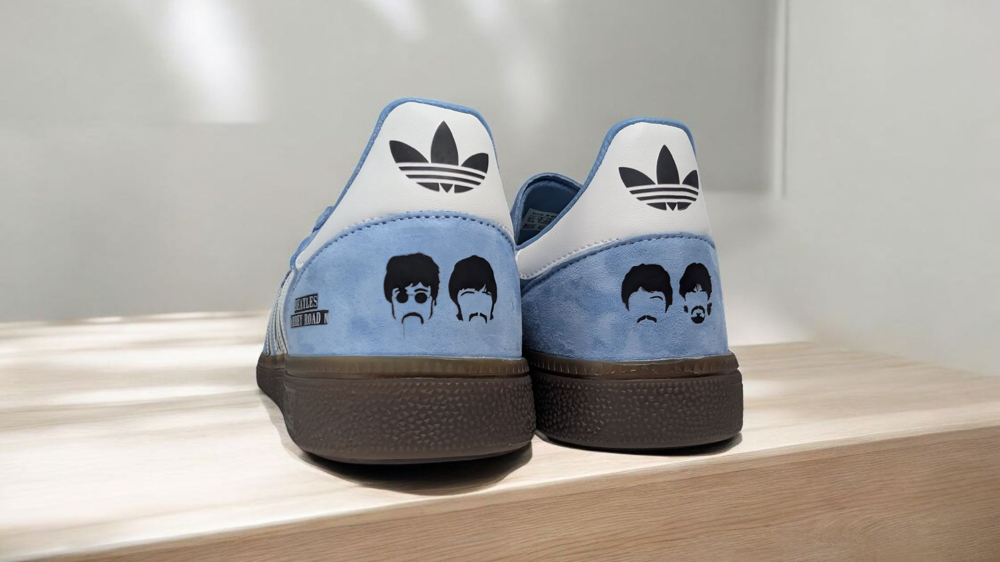 Limited edition The Beatles Abbey Road blue / white suede Adidas Handball Spezial trainers  / sneakers