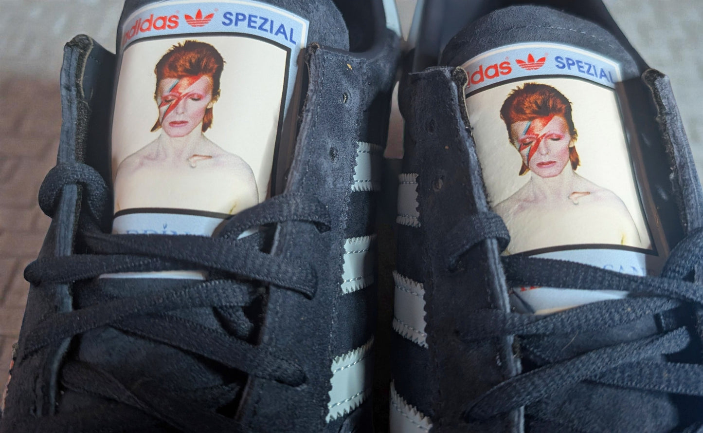 Limited edition David Bowie Aladdin Sane Navy blue suede Adidas Handball Spezial trainers  / sneakers