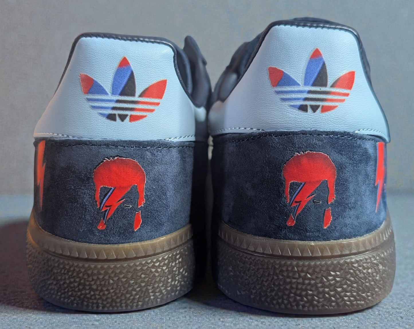 Limited edition David Bowie Aladdin Sane Navy blue suede Adidas Handball Spezial trainers  / sneakers