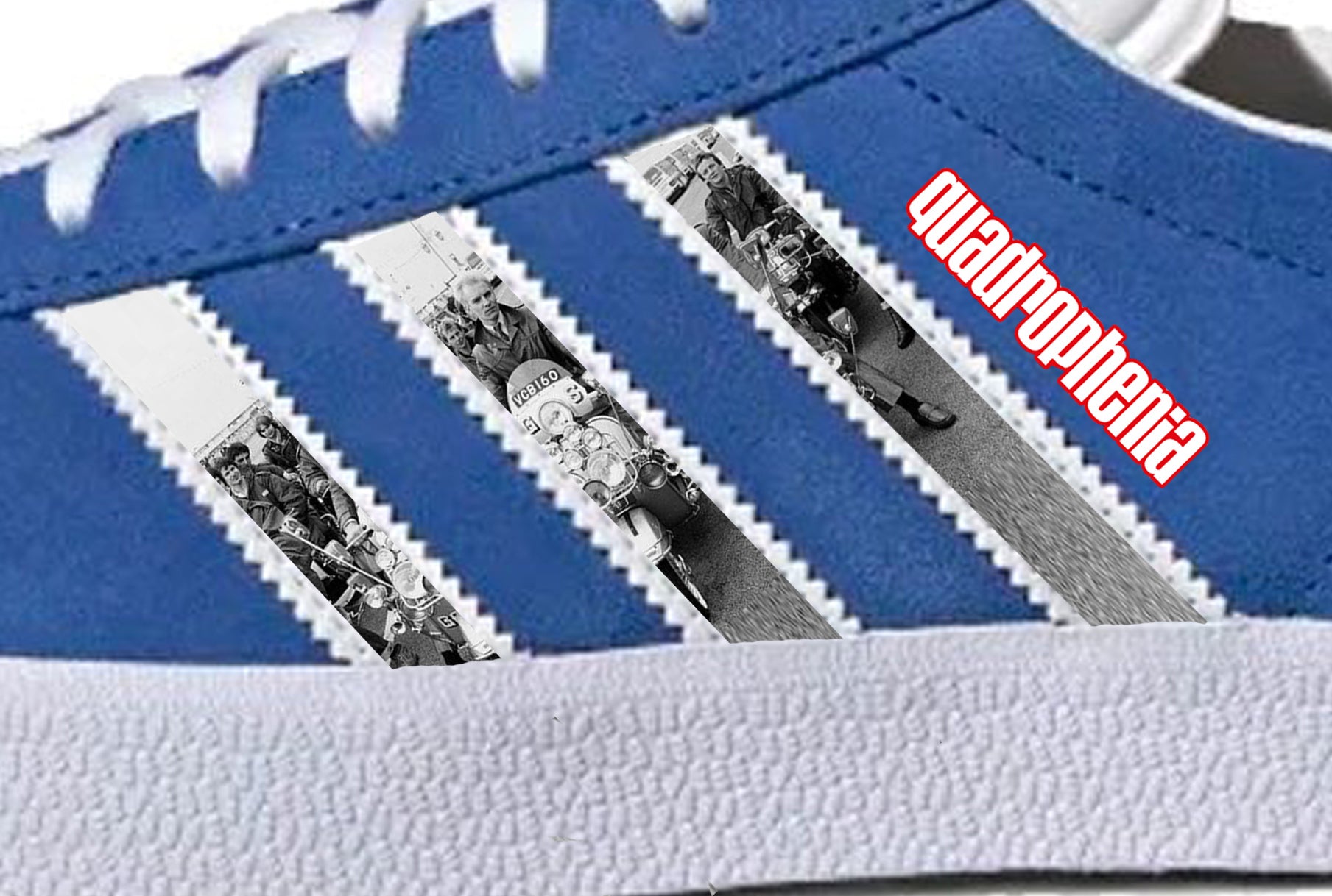 Limited edition Quadrophenia custom Adidas gazelle Royal blue blue trainers / sneakers