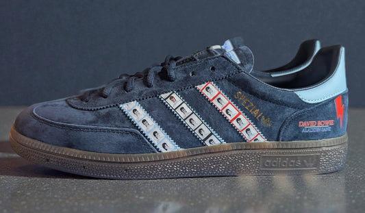 Limited edition David Bowie Aladdin Sane Navy blue suede Adidas Handball Spezial trainers  / sneakers