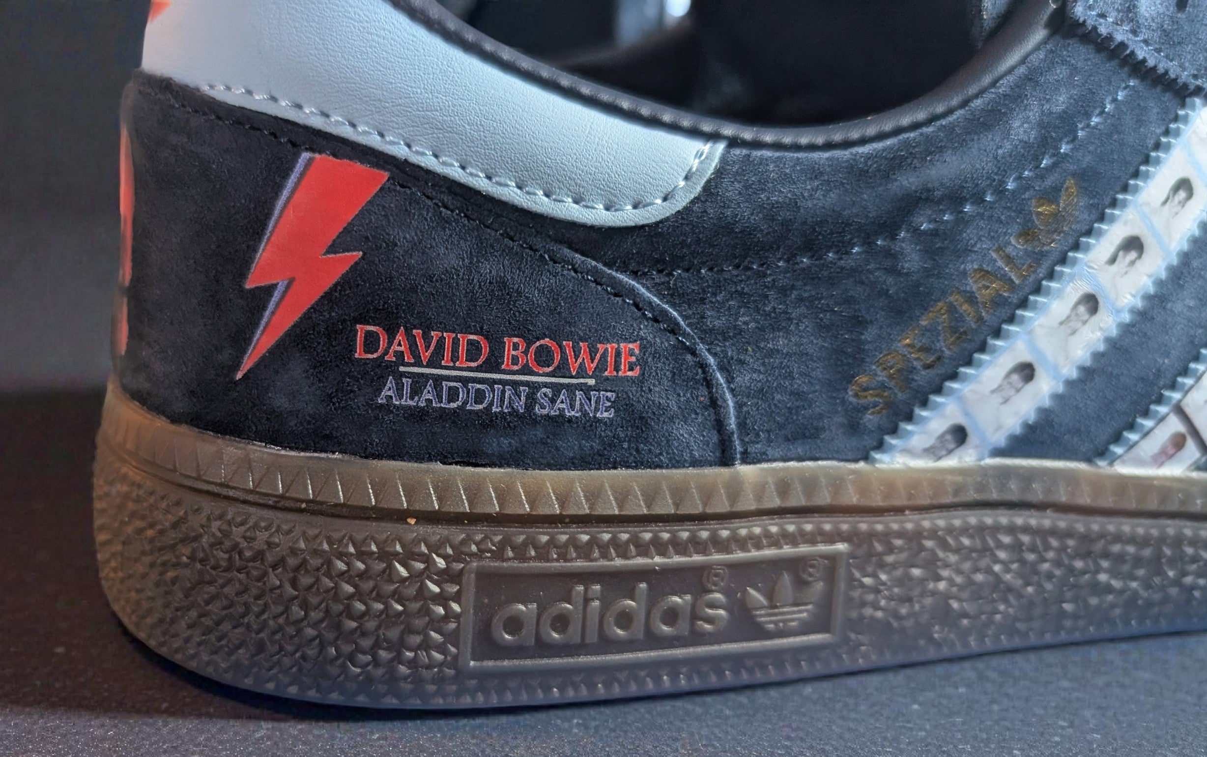 Limited edition David Bowie Aladdin Sane Navy blue suede Adidas Handball Spezial trainers  / sneakers