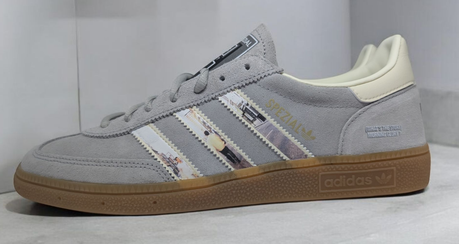 Limited edition Oasis What`s the story morning glory grey / black Adidas custom Handball Spezial trainers / sneakers