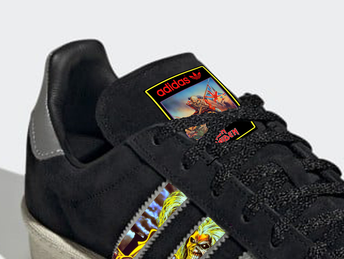 Limited edition Iron Maiden "Eddie" black / silver Adidas custom Campus trainers / sneakers