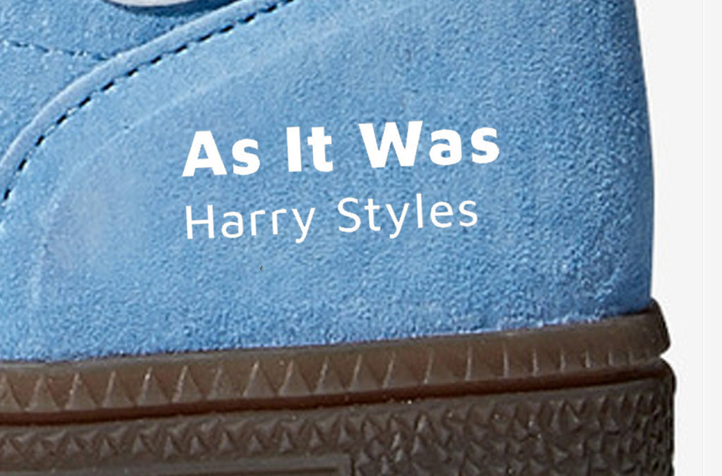 Limited edition Harry Styles As it was blue / white suede Adidas Handb –  Sneakcustomtrainers.com