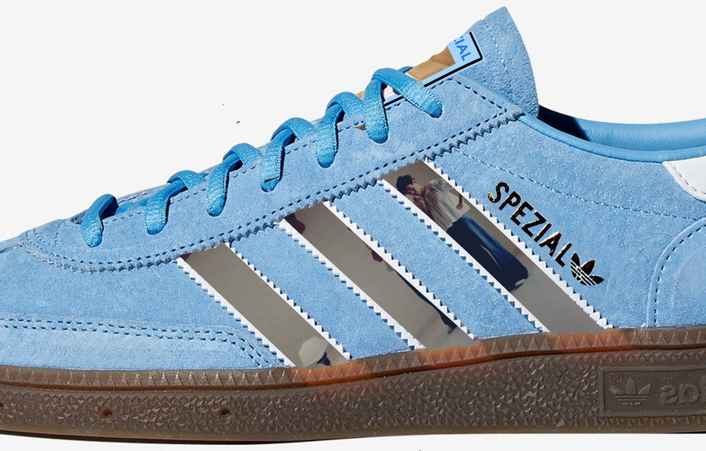 Limited edition Harry Styles As it was  blue / white suede Adidas Handball Spezial trainers  / sneakers