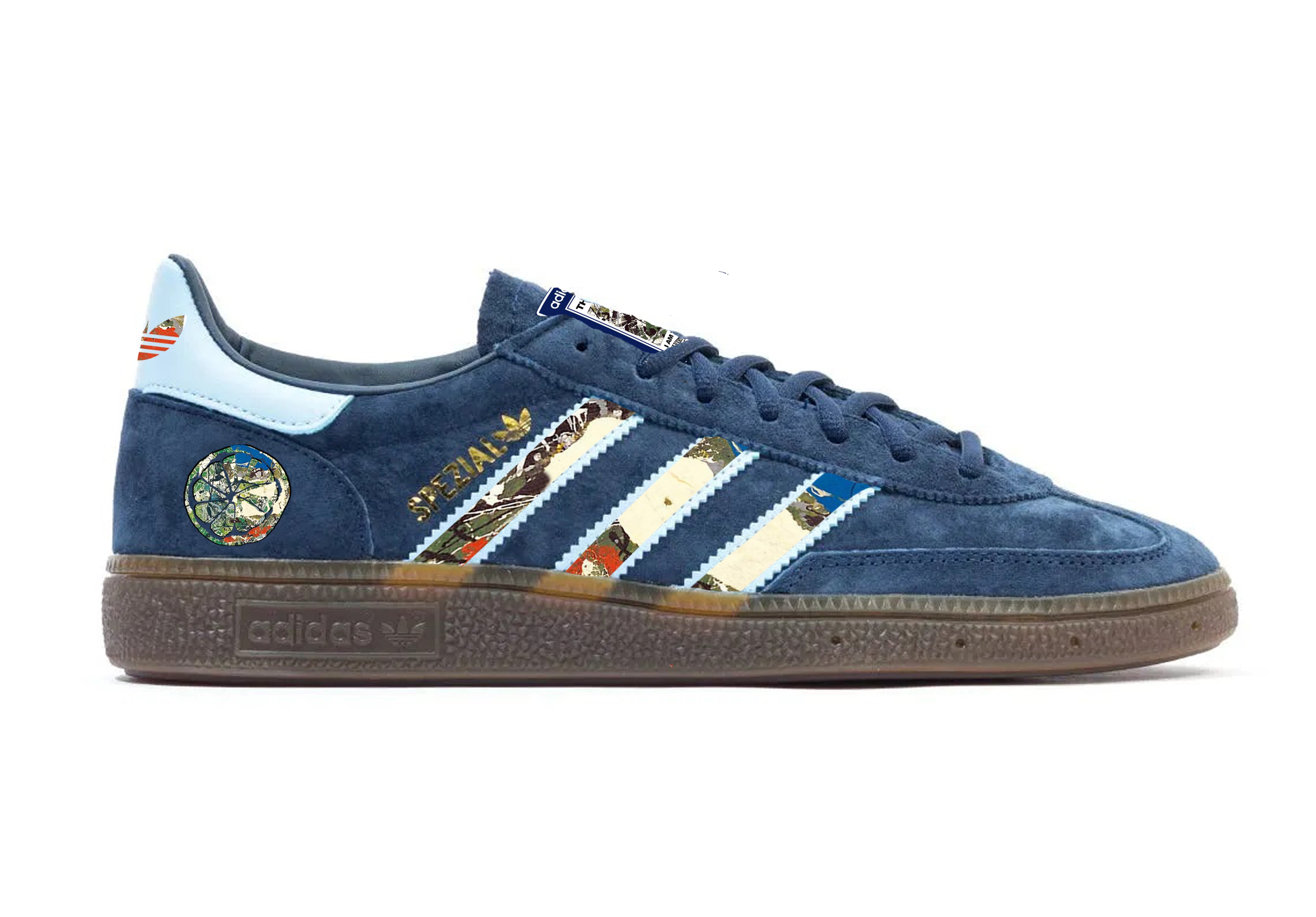 Limited edition The Stone Roses I am the resurrection adidas originals Dark Blue Spezial custom trainers / sneakers