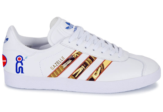 Limited edition Ocean Colour Scene Moseley Shoals custom adidas originals white / red / blue Gazelle trainers / sneakers