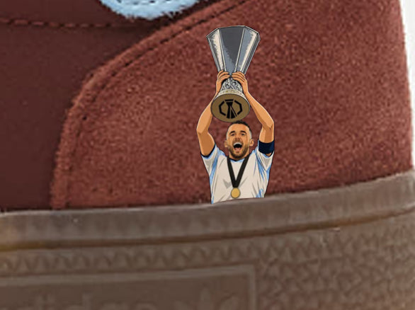 Limited edition Aston Villa Europa league winners 2026 inspired burgundy / blue Adidas custom Handball Spezial trainers / sneakers