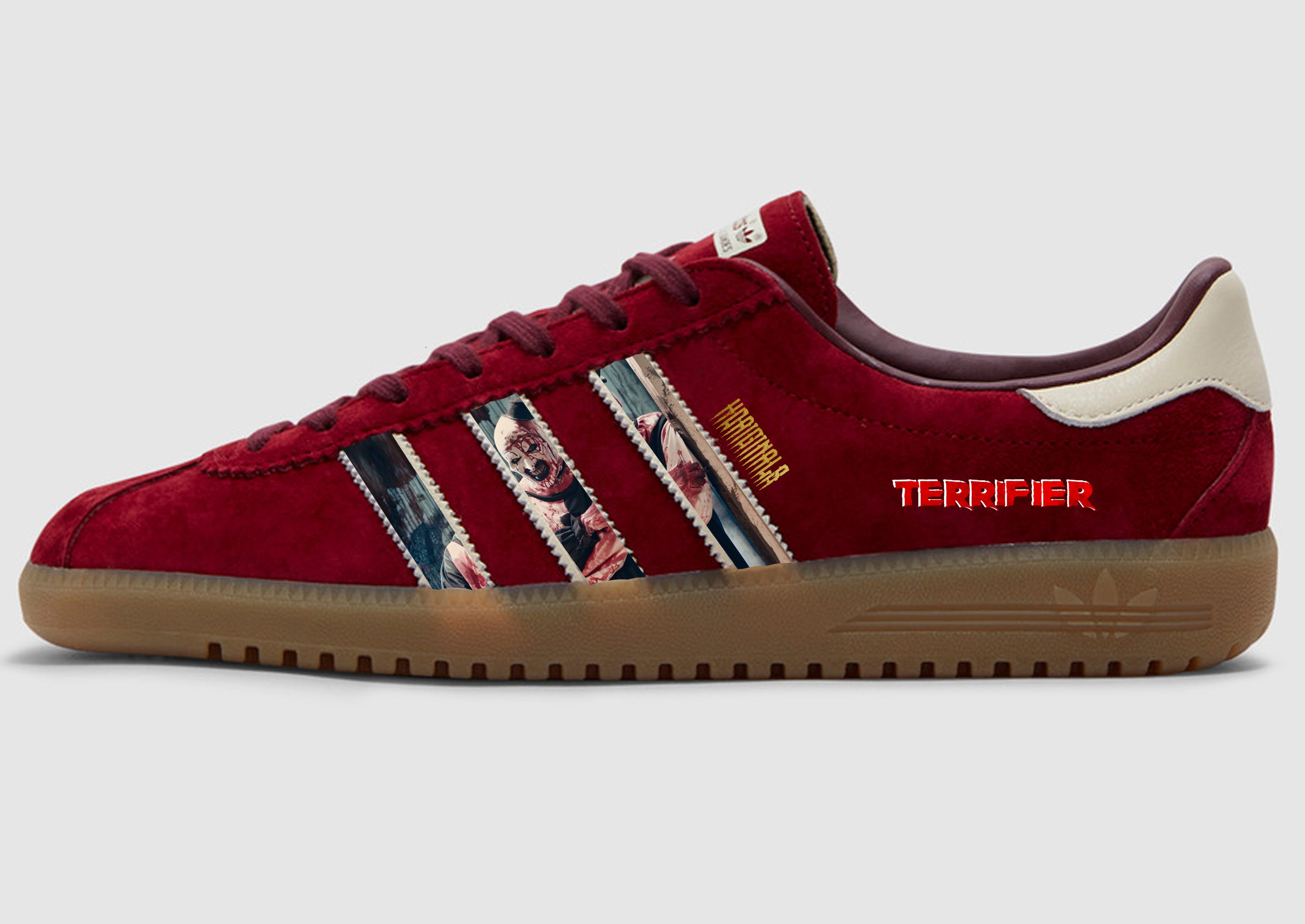 Limited edition Adidas "Horiginals" Terrifier Movie Custom Bermuda  Dark red  trainers / sneakers
