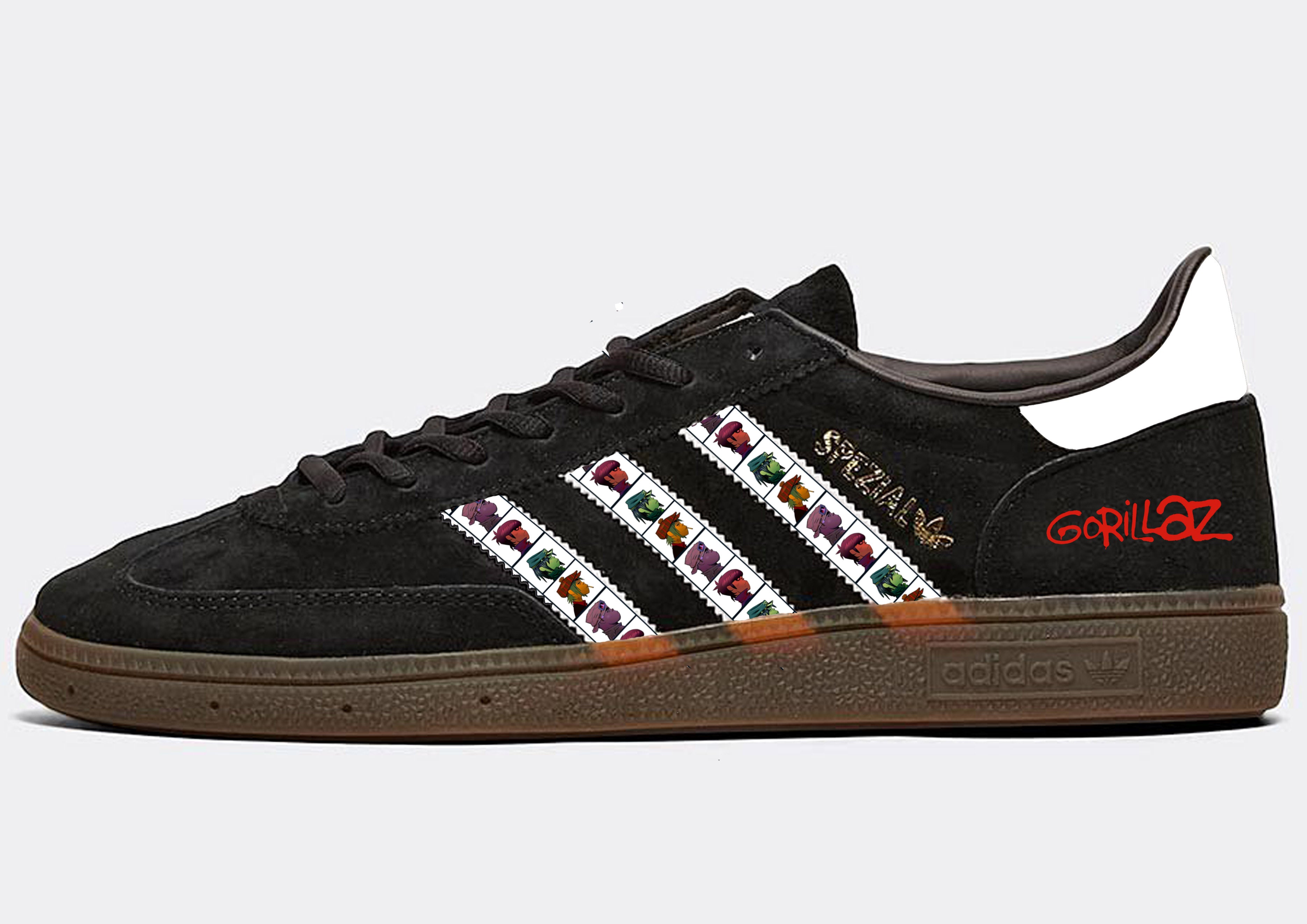 Limited edition Gorillaz Adidas Black custom Spezial trainers / sneakers