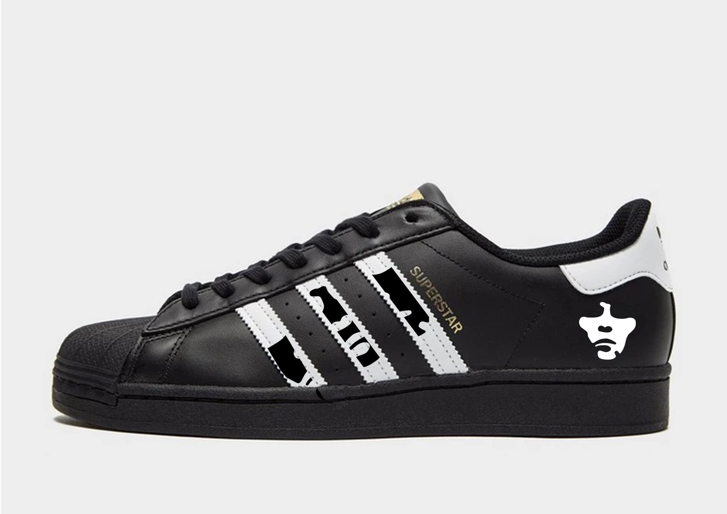 Limited edition Ian Brown Monkey black white Adidas custom Superstar Sneakcustomtrainers