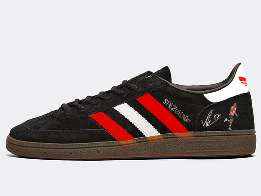 Limited edition Brentford FC Ivan Toney inspired Black / Red / white suede adidas handball spezial trainers